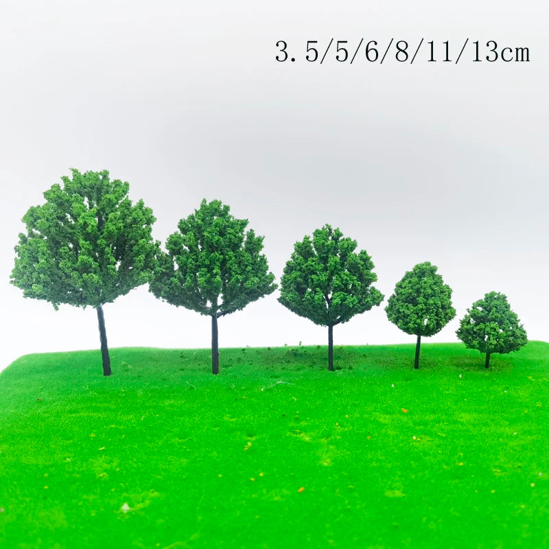 50 pcs 3.5-13cm Mixed Miniature Broadleaf Tree Model Train Railway DIY Scenery Dollhouse Garden Landscape Terrarium Diorama Craft Supplies