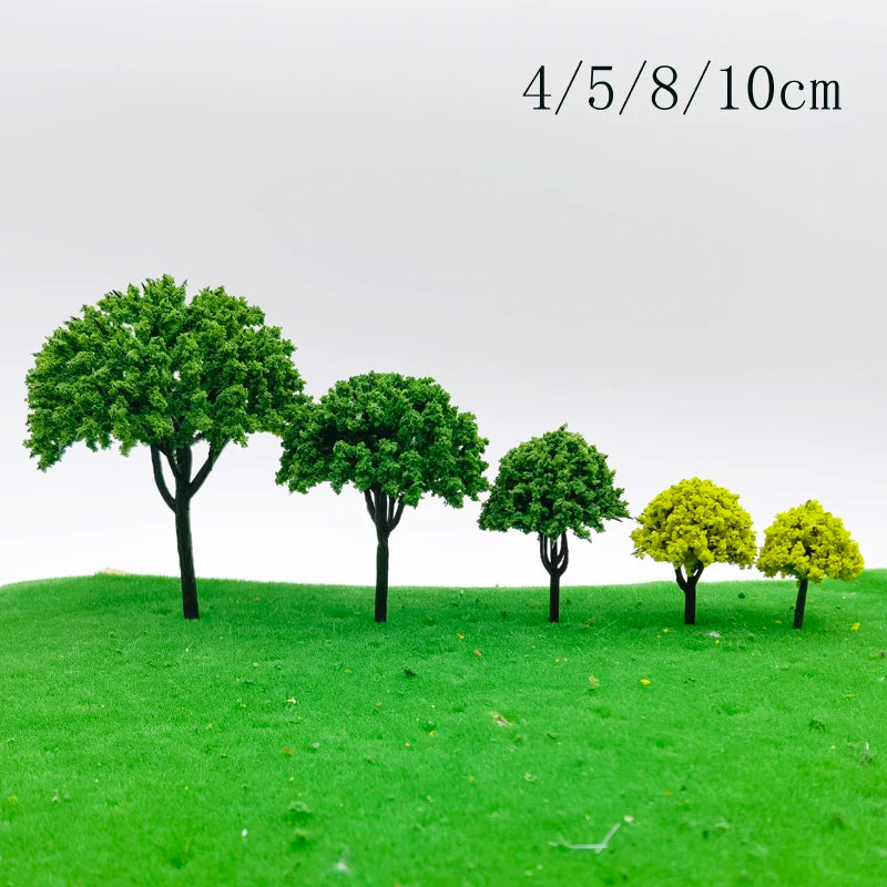 50 pcs 4-10cm Mixed Miniature Umbrella Tree Model Train Railway DIY Scenery Dollhouse Garden Landscape Terrarium Diorama Craft Supplies
