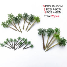 Load image into Gallery viewer, 25 pcs Mixed Miniature Coconut Palm Tree Models Train Railway Accessories Beach Seaside Landscape Layout Terrarium Diorama Craft Supplies

