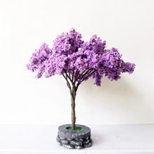 Load image into Gallery viewer, 12cm Miniature Purple Cherry Blossom Tree with Base Train Railway Accessories Fairy Garden Landscape Terrarium Diorama Craft Supplies
