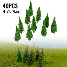 Load image into Gallery viewer, 40 pcs 3.5/4.5cm Miniature Tree Models Train Railway Accessories DIY Forest Scenery Fairy Garden Landscape Terrarium Diorama Craft Supplies
