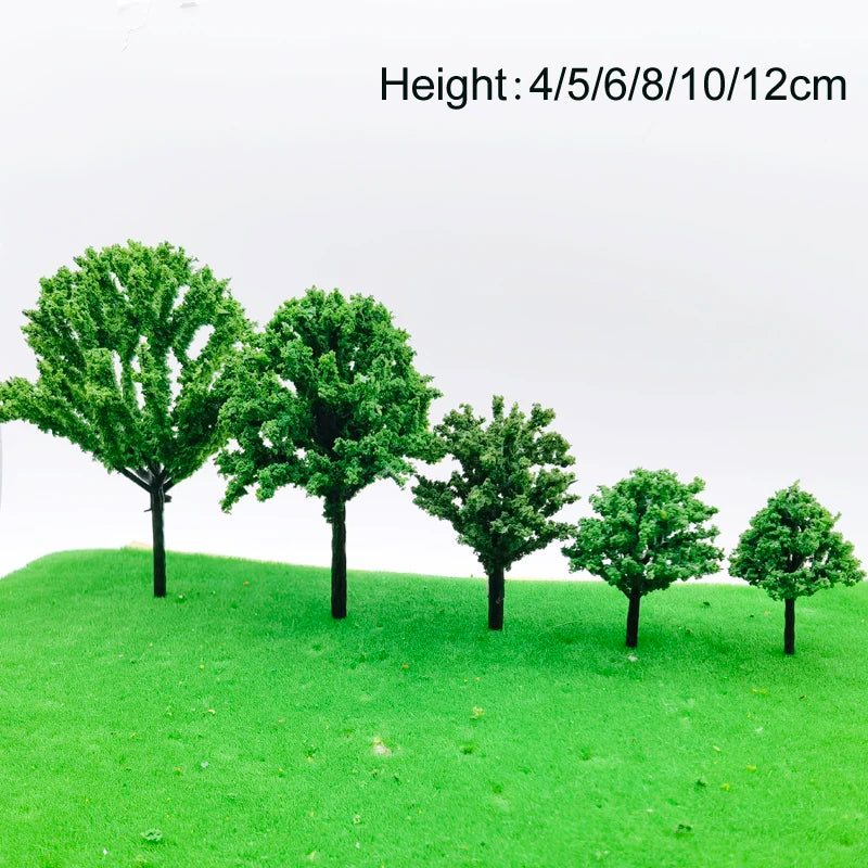 50 pcs 4-12cm Mixed Miniature Peach Tree Model Train Railway DIY Scenery Dollhouse Garden Landscape Terrarium Diorama Craft Supplies