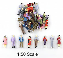Load image into Gallery viewer, Miniature Train Passenger Standing Sitting People Figures 1:50 Scale Models Layout Scene Accessories Diorama Supplies (25pcs)
