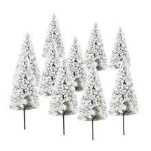 Load image into Gallery viewer, 10pcs Snowy Miniature Pine Trees Model 6-10cm for DIY Diorama Village Railway Winter Scenery
