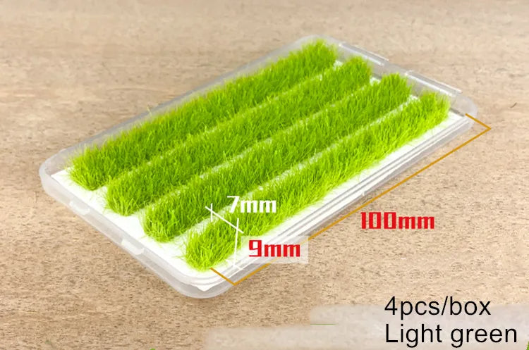 4 pcs 9mm Miniature Grass Strip Bush Plant Model Sand Table Dollhouse Fairy Garden Landscape Terrarium Diorama Craft Supplies