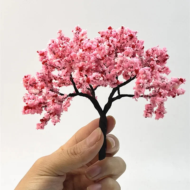 9/12/15/20/25cm Miniature Sakura Cherry Blossom Wire Tree Model Dollhouse Fairy Garden Scenery Landscape Terrarium Diorama Craft Supplies