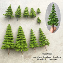Load image into Gallery viewer, 10 pcs Mixed Miniature Cedar Pine Tree Model Train Railway Accessories DIY Scene Garden Landscape Dollhouse Terrarium Diorama Craft Supplies
