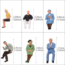 Load image into Gallery viewer, 24 pcs Miniature Sitting Seated Passenger People Suit Man Woman 1:48 Figure O Scale Models Train Railway Scene Accessories Diorama Supplies
