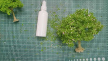 Load and play video in Gallery viewer, 10/15/18/23/28cm Miniature White Flowering Green Tree Model Train Railway Layout Dollhouse Garden Landscape Terrarium Diorama Craft Supplies
