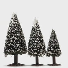 Load and play video in Gallery viewer, 2pcs 6-15cm Miniature Coniferous Pine Model Trees with Base for Winter Landscape, Train Railway Layouts, Dioramas, Scenery Crafts

