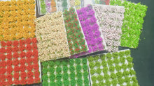 Load and play video in Gallery viewer, 98pcs Miniature Flower Grass Tufts Mixed Colors 8mm Model Diorama Scenery Railway Wargame Terrain DIY Landscape Supply
