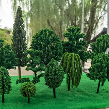Load image into Gallery viewer, 50 pcs 4-17cm Mixed Miniature Green Tree Model Train Railway DIY Scenery Dollhouse Fairy Garden Landscape Terrarium Diorama Craft Supplies
