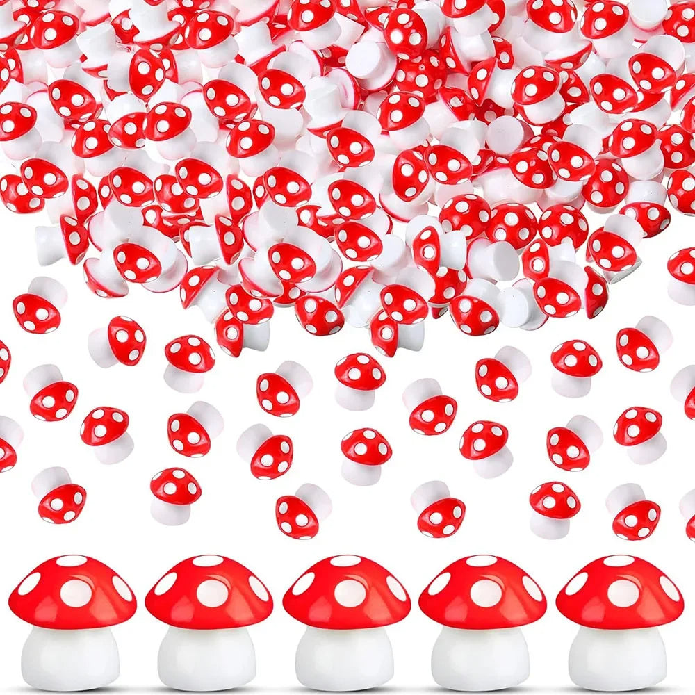 50 pcs Miniature Tiny Resin Mushroom Model DIY Scenery Dollhouse Landscape Fairy Garden Accessories Terrarium Diorama Craft Supplies