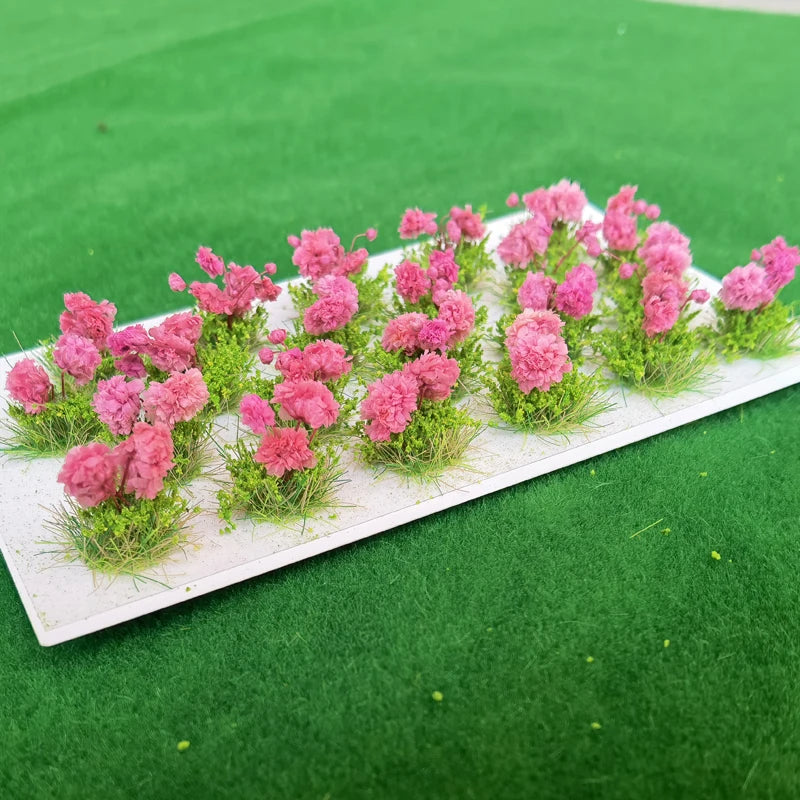 22 pcs Miniature Flower Cluster Grass Tufts Bushes Models Sand Table Dollhouse Fairy Garden Landscape Terrarium Craft Supplies