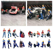 Load image into Gallery viewer, Miniature Car Repair Garage Scene People Figure 1:64 Model Sand Table Layout Building Street Landscape Accessories Diorama Supplies
