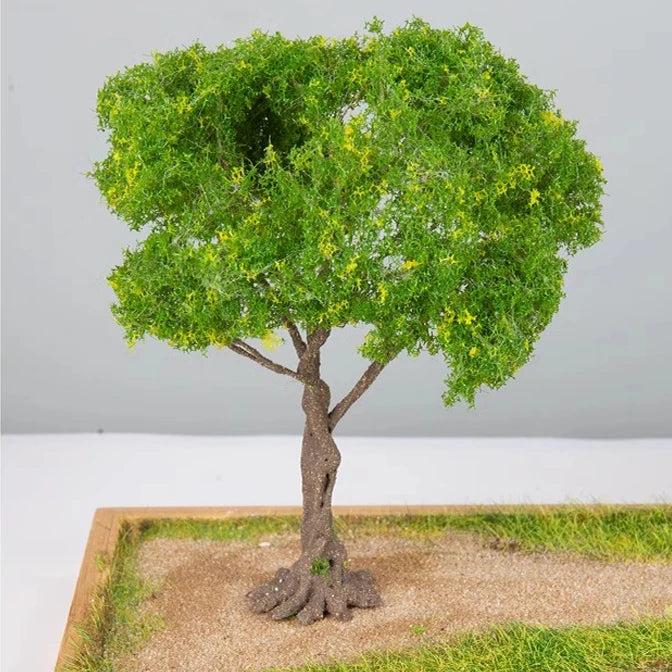 10/12/15cm Miniature Yellow Flowering Green Tree Model Train Railway Accessories Fairy Garden Landscape Terrarium Diorama Craft Supplies