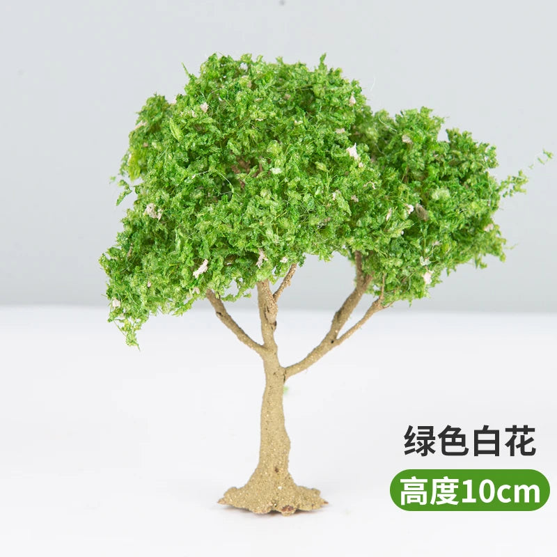 10/12/15cm Miniature White Flowering Green Tree Model Train Railway Accessories Fairy Garden Landscape Terrarium Diorama Craft Supplies