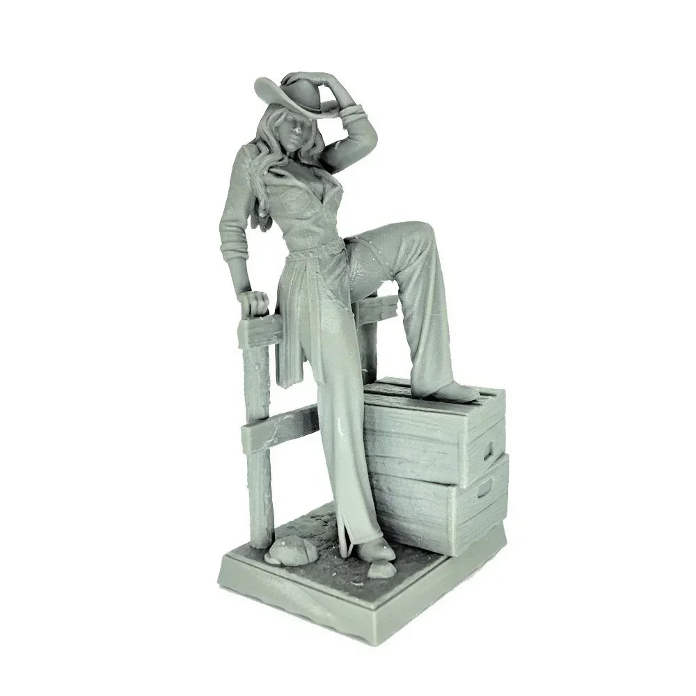 Cowgirl Resin Figure – Unpainted 1/24 Scale Model Kit – DIY Craft Supply