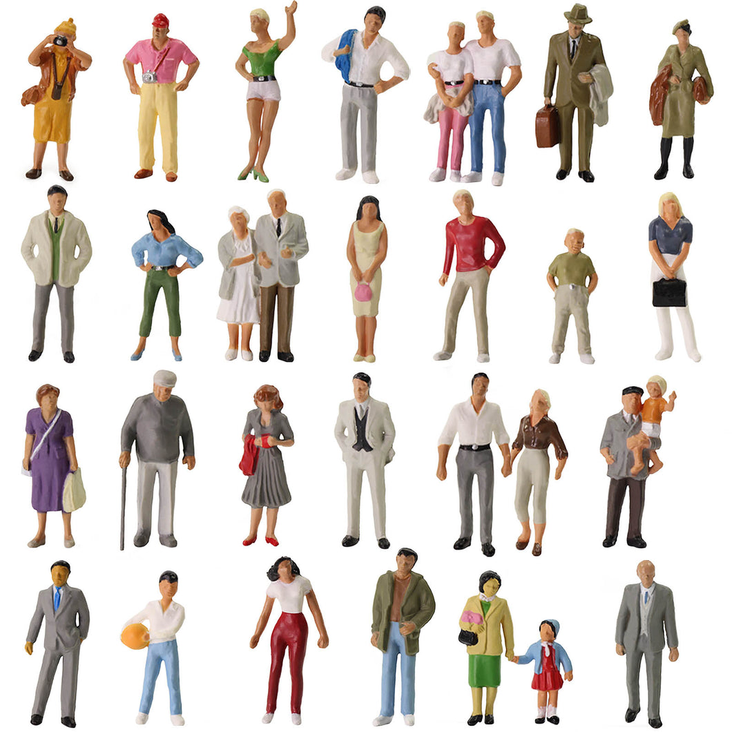 30 pcs Miniature Train Passenger Standing People Painted Figures O Scale 1:43 Model Layout Scence Accessories Diorama Supplies