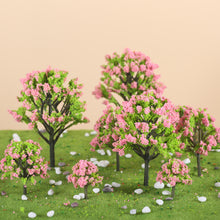 Load image into Gallery viewer, 10 pcs Miniature Pink Flowering Trees Models Train Railway Accessories Forest Fairy Garden Landscape Terrarium Diorama Craft Supplies
