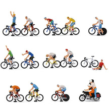 Load image into Gallery viewer, 15 pcs Bike Bicycle Racing 1:87 Figure HO Scale Models Landscape Building Scenery Train Railway Layout Scene Accessories Diorama Supplies

