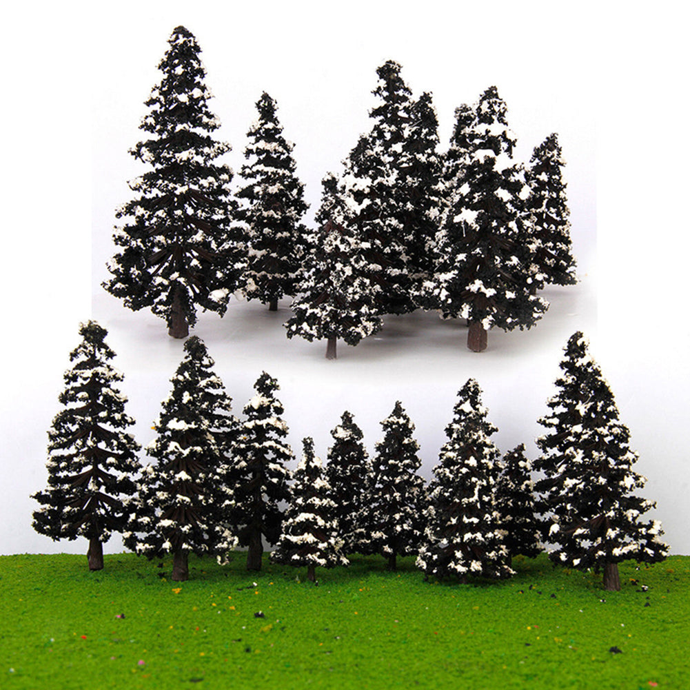 30 pcs Mixed Miniature Snow Cedar Trees Models Train Railway Accessories Forest Fairy Garden Landscape Terrarium Diorama Craft Supplies