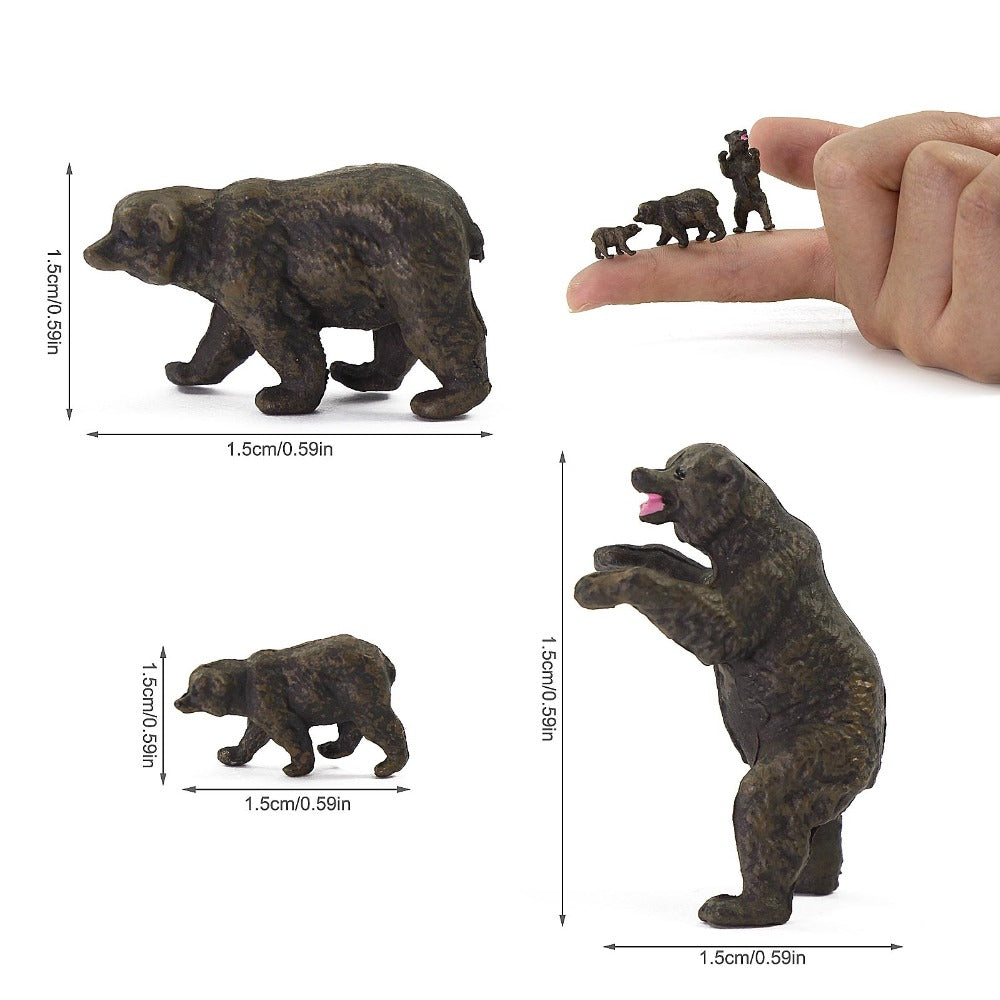 3 pcs Miniature Bear Wild Animal 1:87 Figures HO Scale Models Toys Landscape Garden Scenery Layout Scene Accessories Diorama Supplies
