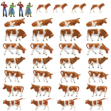 Load image into Gallery viewer, 36 pcs Miniature Shepherd Brown Dairy Cow Animal Figures 1:87 Scale Models Toys Landscape Garden Layout Scene Accessories Diorama Supplies
