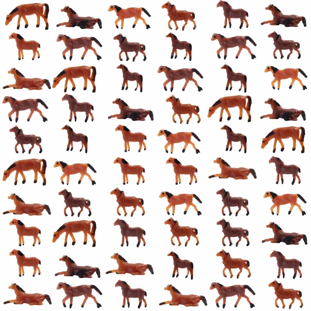 60 pcs Miniature Horse Farm Animal 1:150 Figures N Scale Models 6 Poses Landscape Garden Scenery Layout Scene Accessories Diorama Supplies