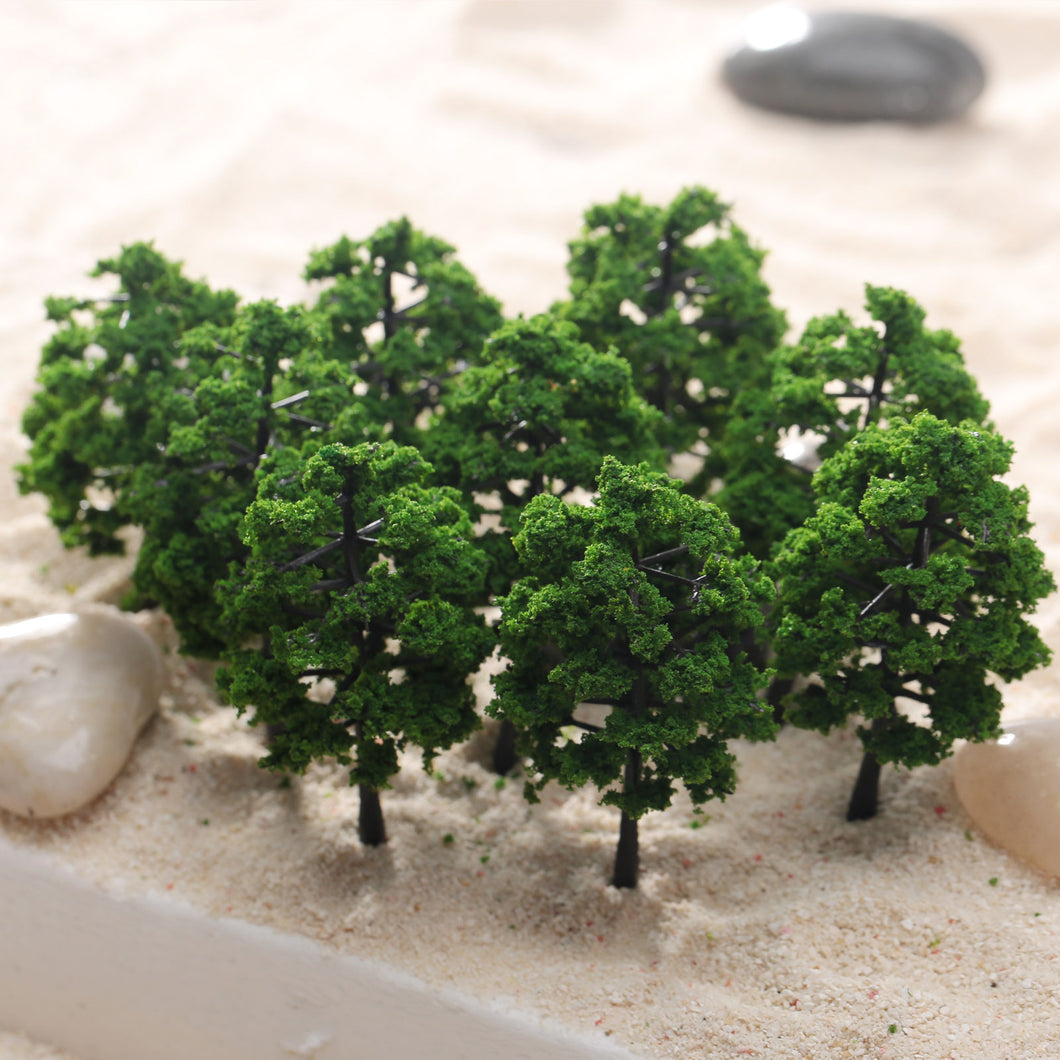 10 pcs Miniature Green Trees Models Train Railway Accessories Forest Fairy Garden Landscape Terrarium Diorama Craft Supplies