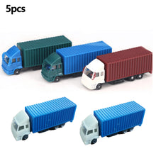 Load image into Gallery viewer, 5 pcs Miniature Container Truck Vehicle 1:150 Transport Lorry Car N Scale Model Toy Landscape Building Scenery Accessories Diorama Supplies
