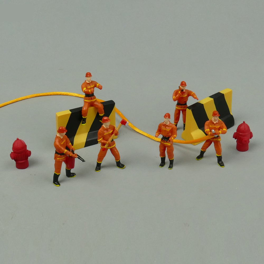 6 pcs Miniature Firemen People Figure 1:50 Models Landscape Building Scenery Layout Scene Accessories Diorama Supplies