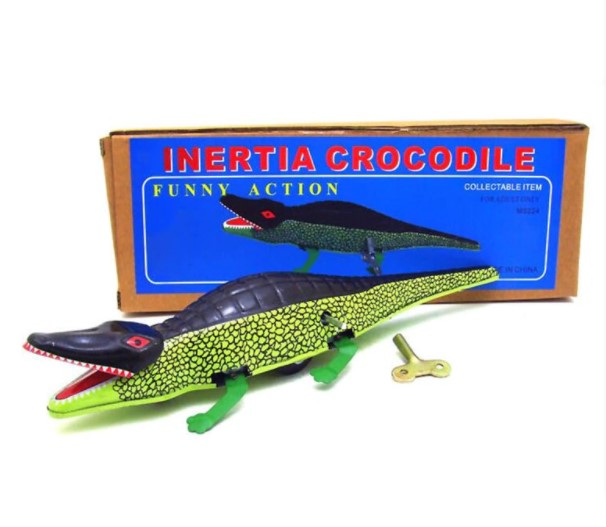 MS224 Inertia Crocodile Retro Clockwork Wind Up Tin Toy Collectible