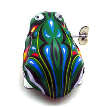 Load image into Gallery viewer, MS082 Moving Eyes Jumping Frog Retro Clockwork Wind Up Tin Toy Collectible
