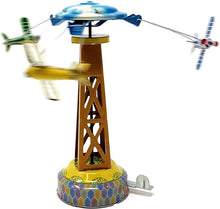 Load image into Gallery viewer, MM262 Airplanes Merry Go Round Carousel Retro Clockwork Wind Up Tin Toy Collectble
