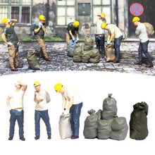 Load image into Gallery viewer, Miniature Carrier Worker Are Carrying Sack Scene 1:64 Handpaint Figure Models Toys Landscape Layout Scene Accessories Diorama Supplies
