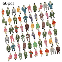 Load image into Gallery viewer, 60 pcs Miniature All Seated Passenger Train Sitting People Figures 1:87 Ho Scale Models Toys Layout Scene Accessories Diorama Supplies
