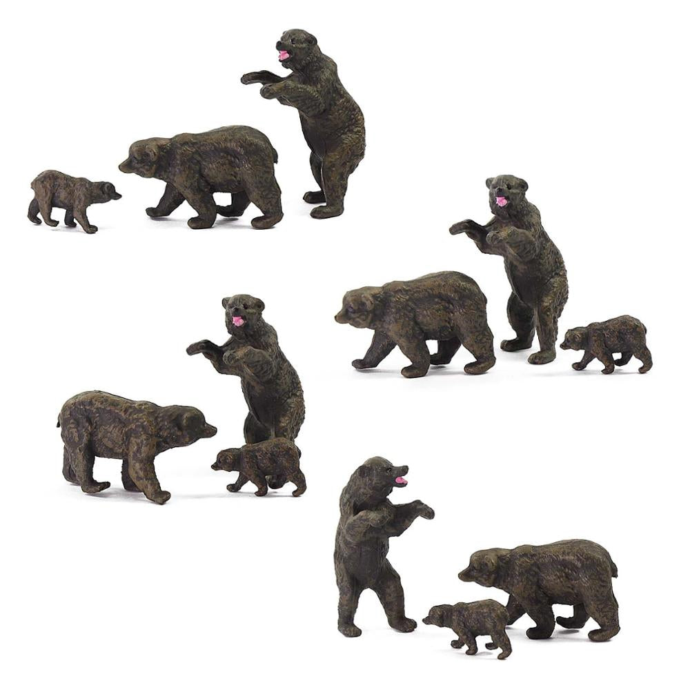 12 pcs Miniature Bear Wild Animal 1:87 Figures HO Scale Models Toys Landscape Garden Scenery Layout Scene Accessories Diorama Supplies