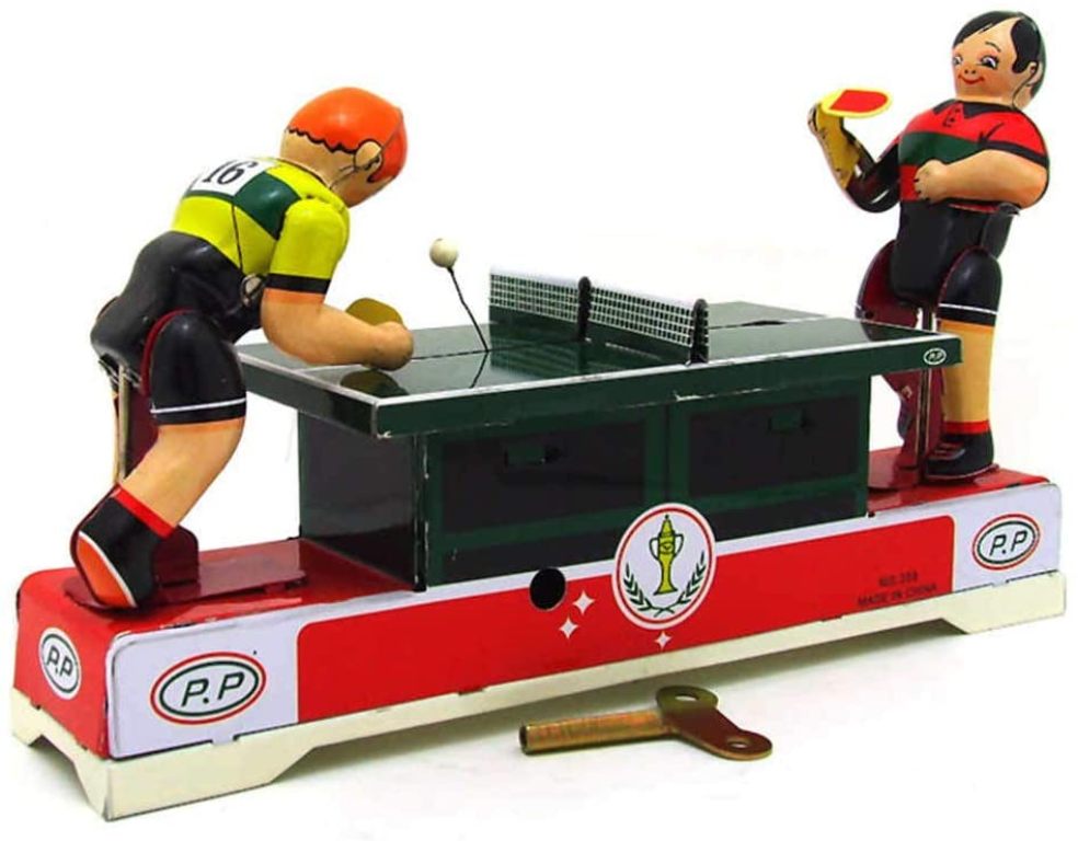 MS358 Ping Pong Table Tennis Retro Clockwork Wind Up Tin Toy