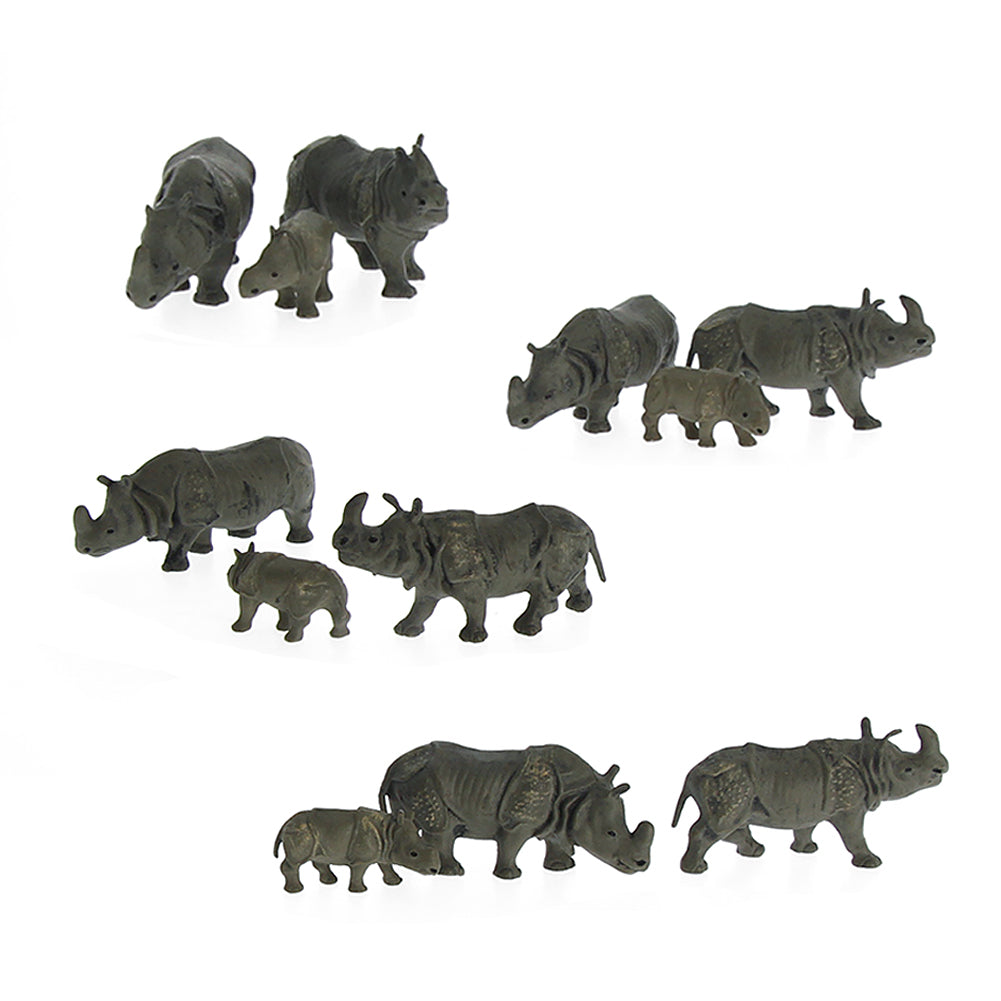 12 pcs Miniature Rhinoceros Wild Animal 1:87 Figures HO Scale Models Toys Landscape Garden Scenery Layout Scene Accessories Diorama Supplies