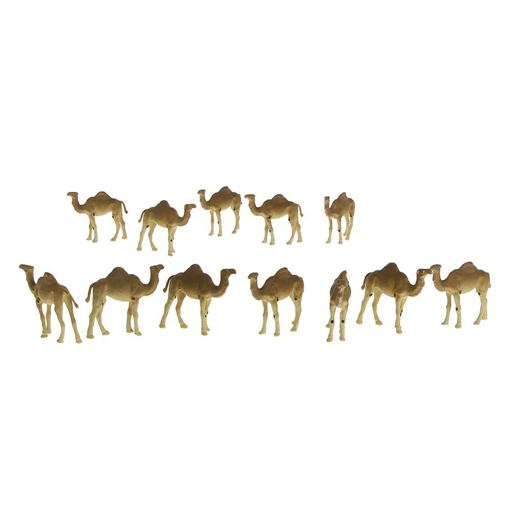 12 pcs Miniature Dromedary Camel Wild Animal 1:87 Figures HO Scale Models Landscape Garden Scenery Layout Scene Accessories Diorama Supplies