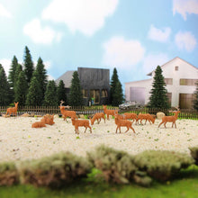 Load image into Gallery viewer, 12 pcs Miniature Deer Animal 1:87 Figures HO Scale Models Toys Landscape Garden Scenery Layout Scene Accessories Diorama Supplies
