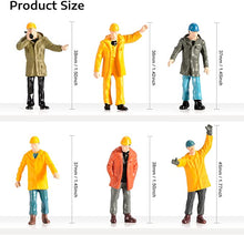 Load image into Gallery viewer, 6 pcs Miniature Construction Engineer Worker People Figure 1:50 Models Landscape Building Scenery Layout Scene Accessories Diorama Supplies
