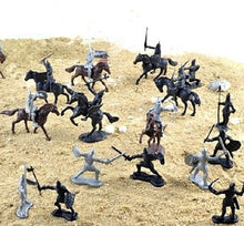 Load image into Gallery viewer, 28 pcs Classic Medieval Warfare Knights Horses Middle Ages Warriors Plastic Toy Soldiers Figures Set
