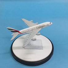 Load and play video in Gallery viewer, Emirates Airlines Airbus A380 Airplane 16cm DieCast Plane Model

