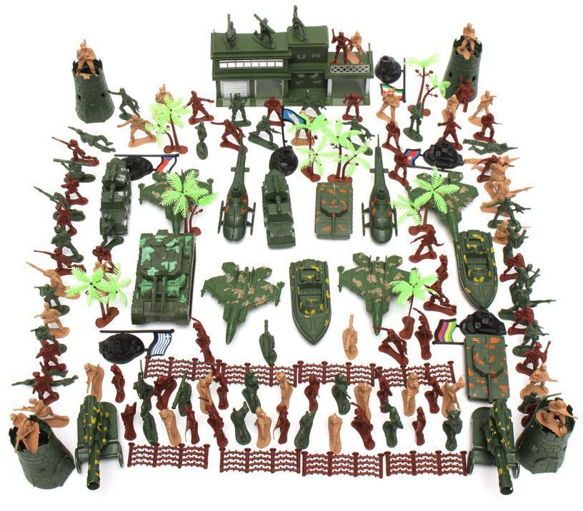 146 pcs Classic WWII Military Playset Plastic Toy Soldier Army Men 5cm Figures & Accessories