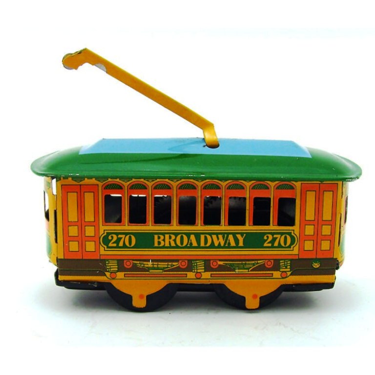 MS268 Vintage Broadway Trolley Tram Retro Clockwork Wind Up Tin Toy Collectible