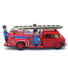 Load image into Gallery viewer, MF718 Vintage Fire Engine Truck Ladder Vehicle Friction with Siren Tin Toy Collectible
