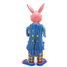 Load image into Gallery viewer, MS298 Happy Bunny Rabbit Drummer Retro Clockwork Wind Up Tin Toy Collectible
