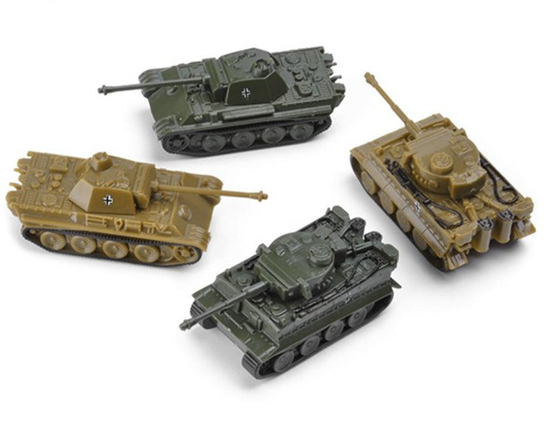 4 pcs WWII Military Germany Panther Tiger Tank 4D Finished Model Toy 1:144 Scale